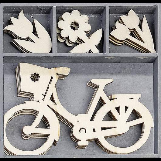 Wooden ornament box motif Sunshine 10,5x10,5cm 45 pcs